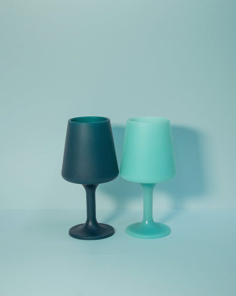 mist + ink | swepp | silicone unbreakable wine glasses - porter green | style + sustainability