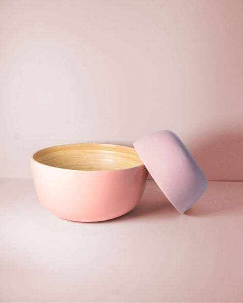 peach + petal | bebb | biodegradable bamboo bowls | porter green, bamboo bowls, serving bowls. wooden serving bowls, serving bowl set, salad serving bowl