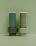 sage + olive | escc sml pillar candle | soy-blend unscented candles - porter green | style + sustainability