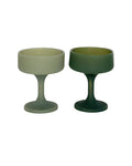 sage + olive | mecc | unbreakable silicone cocktail coupes | porter green, coupe cocktail glass, coupe glass, coloured cocktail glasses, unbreakable cocktail glasses, cocktail glasses australia