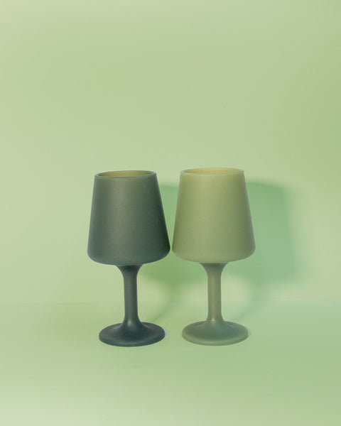 sage + olive | swepp | silicone unbreakable wine glasses - porter green | style + sustainability