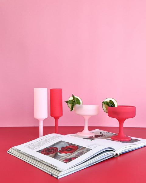 cherry + blush | seff | unbreakable silicone champagne flute | porter green, champagne flutes, unbreakable champagne flutes, champagne flute glasses, coloured champagne glasses, champagne flutes australia