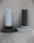 smoke + storm | escc med pillar candle | soy-blend unscented candles - porter green | style + sustainability