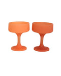 terra + peach | mecc | unbreakable silicone cocktail coupes | porter green, coupe cocktail glass, coupe glass, coloured cocktail glasses, unbreakable cocktail glasses, cocktail glasses australia